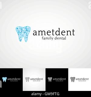 Kreativ dental Logo Vorlage. Teethcare-Icon-Set. Zahnarzt Klinik Abzeichen, Kieferorthopäde Illustration, Zähne-Vektor-Design, mündliche Hygieniker Konzept für Visitenkarte Grafik. Stock Vektor