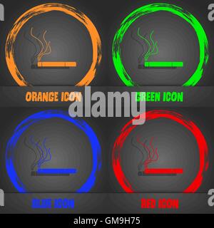 Rauchen-Schild-Symbol. Zigarette Symbol. Moderne stilvolle. In orange, grün, blau, rot-Design. Vektor Stock Vektor