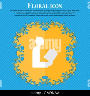 Lesen Sie ein Buch. Flache Blütenmuster auf blauem abstrakten Hintergrund mit Platz für Ihren Text. Vektor Stock Vektor