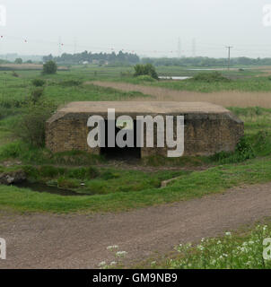 Letzten paar reiben GHQ, britische Bunker bewachen, ehemaligen GHQ Linie über gewachsene Laub aus einer vergangenen Epoche, der Angst, links Stockfoto