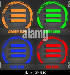 Das breite Symbol Zeichen Text ausrichten. Moderne stilvolle. In orange, grün, blau, rot-Design. Vektor Stock Vektor