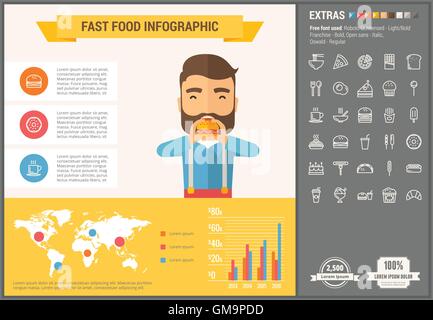 Fast-Food flache Bauweise Infografik Vorlage Stock Vektor