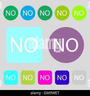 Norwegische Sprache Zeichen Symbol. KEIN Norwegen Übersetzung Symbol. 12 farbige Tasten. Flaches Design. Vektor Stock Vektor