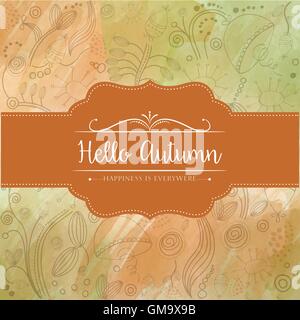 "Hallo Herbst 'Aquarell Hintergrund Stock Vektor
