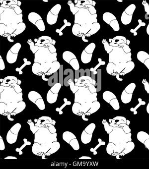 Welpe Ruhe Schlaf entspannen Musterdesign schwarz. Stock Vektor