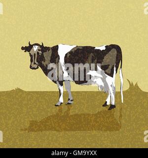 Vintage alte Karte mit einer Kuh. Vektor-illustration Stock Vektor