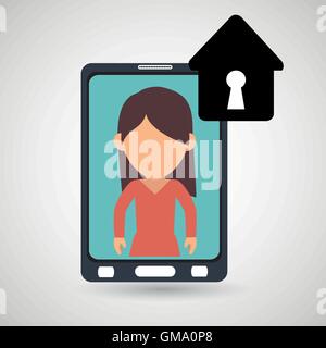 Charakter Smartphone sicheren Schutz Stock Vektor