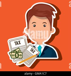 Menschen steuern Rechnungen Bleistift Stock Vektor