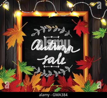 Tafel mit Herbstlaub Stock Vektor
