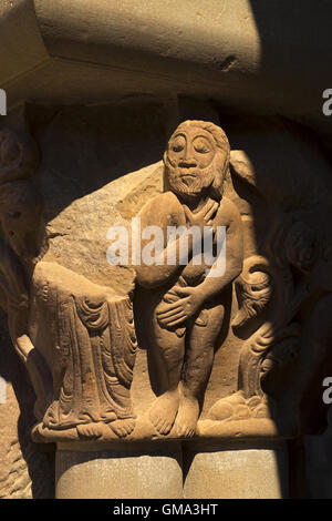 Hauptstädte in das Kloster von San Juan De La Peña. Romanische Kunst, XI Jahrhundert Stockfoto