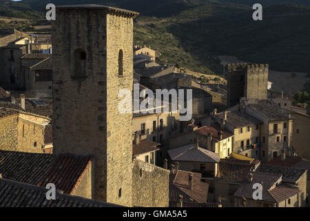 Blick auf die mittelalterliche Stadt von Sos del Rey Catolico Stockfoto