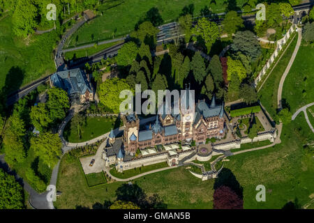 Luftbild, Schloss Schloss Drachenburg, NRW-Stiftung Natur, Geschichte und Kultur Pflege, Rheintal, Stockfoto