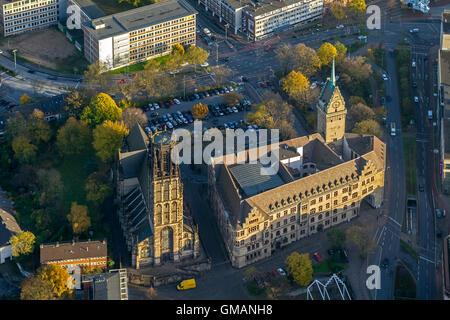 Antenne, Rathaus Duisburg, Salvator-Kirche, Luftbild von Duisburg, Ruhr, Duisburg, Nordrhein-Westfalen, Deutschland, Europa, Stockfoto