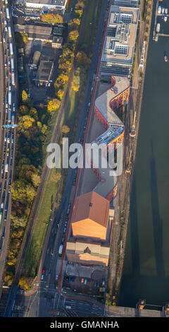 Antenne, National Archives am Schwanentor, Innenhafen, Luftaufnahme von Duisburg, Ruhr, Duisburg, Nordrhein-Westfalen, Stockfoto