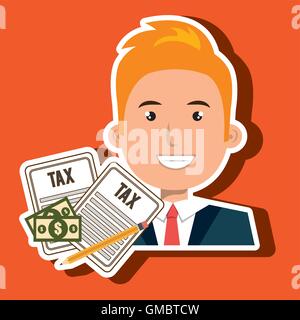 Menschen steuern Rechnungen Bleistift Stock Vektor