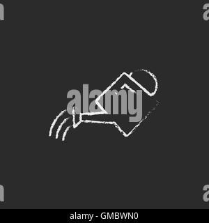 Gießkanne-Symbol in der Kreide gezeichnet. Stock Vektor