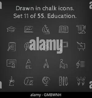 Bildung Symbolsatz in Kreide gezogen. Stock Vektor