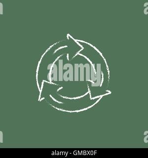 Pfeile-Kreis-Symbol in der Kreide gezeichnet. Stock Vektor