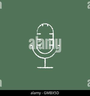 Mikrofon-Symbol in der Kreide gezeichnet. Stock Vektor