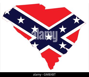 Karte von South Carolina und Konföderierten Flagge Stock Vektor
