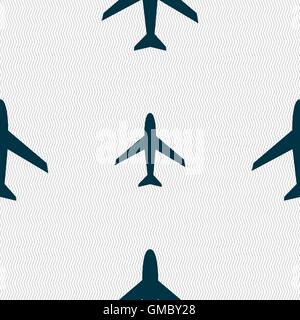 Flugzeug-Zeichen. Flugzeug-Symbol. Reise-Icon. Flug-flach-Label. Nahtlose abstrakten Hintergrund mit geometrischen Formen. Vektor Stock Vektor