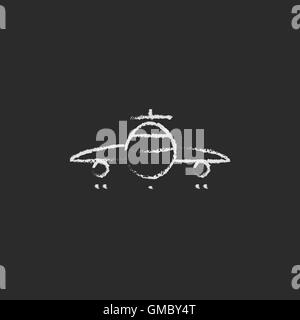 Flugzeug-Symbol in der Kreide gezeichnet. Stock Vektor