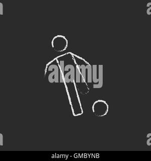 Fußballspieler mit Ball-Symbol in der Kreide gezeichnet. Stock Vektor