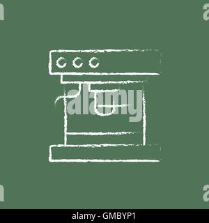 Kaffeemaschine-Symbol in der Kreide gezeichnet. Stock Vektor