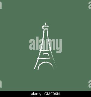 Eiffelturm-Symbol in der Kreide gezeichnet. Stock Vektor