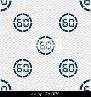 60 zweite Stoppuhr Symbol Zeichen. Nahtlose abstrakten Hintergrund mit geometrischen Formen. Vektor Stock Vektor