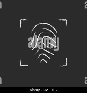 Fingerabdruck-Scan Symbol in Kreide gezeichnet. Stock Vektor