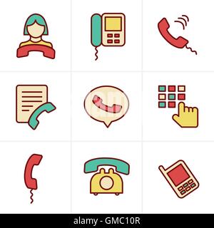 Ikonen-Stil Telefon Symbole Stock Vektor