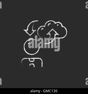 Cloud-computing-Symbol in der Kreide gezeichnet. Stock Vektor