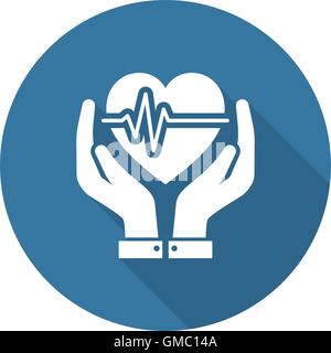 Herzsymbol Carae. Flaches Design. Stock Vektor