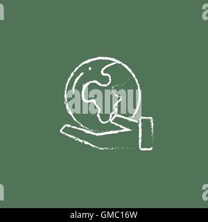Hand mit der Earth-Symbol in der Kreide gezeichnet. Stock Vektor