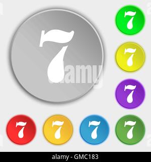 Nummer sieben Symbol Zeichen. Symbole auf acht flachen Tasten. Vektor Stock Vektor