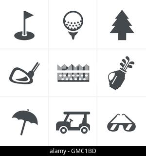 Golf Icons Set, Vektor-Design Stock Vektor