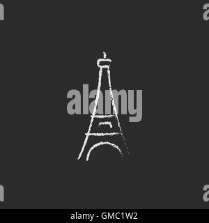 Eiffelturm-Symbol in der Kreide gezeichnet. Stock Vektor
