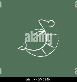 Garnelen-Symbol in der Kreide gezeichnet. Stock Vektor