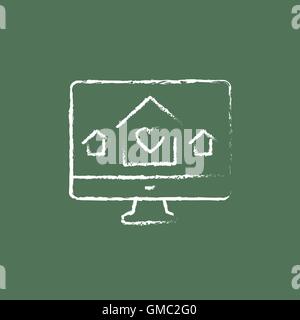 Intelligente Technologie Haussymbol in Kreide gezeichnet. Stock Vektor