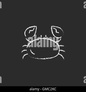 Krabben-Symbol in der Kreide gezeichnet. Stock Vektor