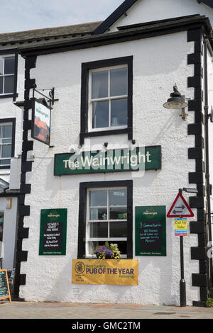 Wainwright Pub Schild, Keswick; Lake District; England; UK Stockfoto