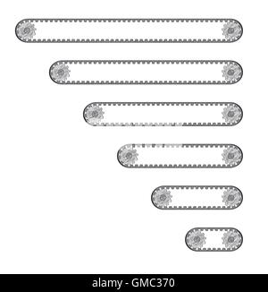 sechs Förderbänder mit zwei Zahnräder Stock Vektor