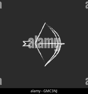 Bogen und Pfeil-Symbol in der Kreide gezeichnet. Stock Vektor