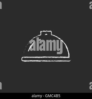 Restaurant Cloche Symbol in Kreide gezeichnet. Stock Vektor