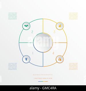 Kreise aus farbigen Linien, Vorlage Infografik vier Positionen Stock Vektor