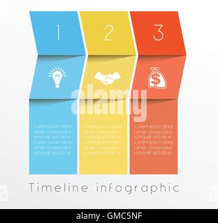 Konzeptionelle Business Timeline Infografik Vorlagendesign für drei Position einsetzbar für Workflow, Banner, Diagramm Stock Vektor