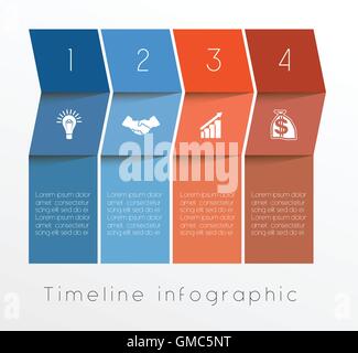 Konzeptionelle Business Timeline Infografik Vorlagendesign für vier Positionen einsetzbar für Workflow, Banner, Grafik, Webdesign Stock Vektor