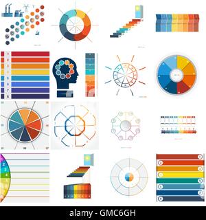 Set 16 nummerierte Vorlagen für Infografiken, Bereich acht Textpositionen, Einsatz für Workflow, Banner, Grafik, Webdesign, Timeline, Stock Vektor