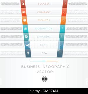 Vector Illustration Vorlage Business Infografik nummeriert sieben position Stock Vektor